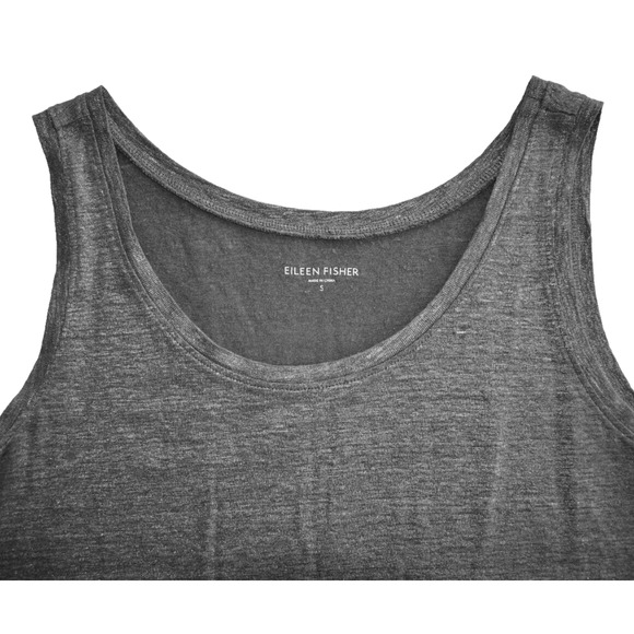A4 Auth EILEEN FISHER Grey Metallic Organic Linen Tank Top Size S - Picture 3 of 4